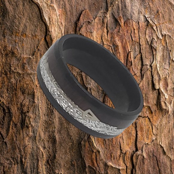 Noah Koa Wood Black Tungsten Carbine Men's Ring  *!NEW SIZES!* - Picture 7 of 12